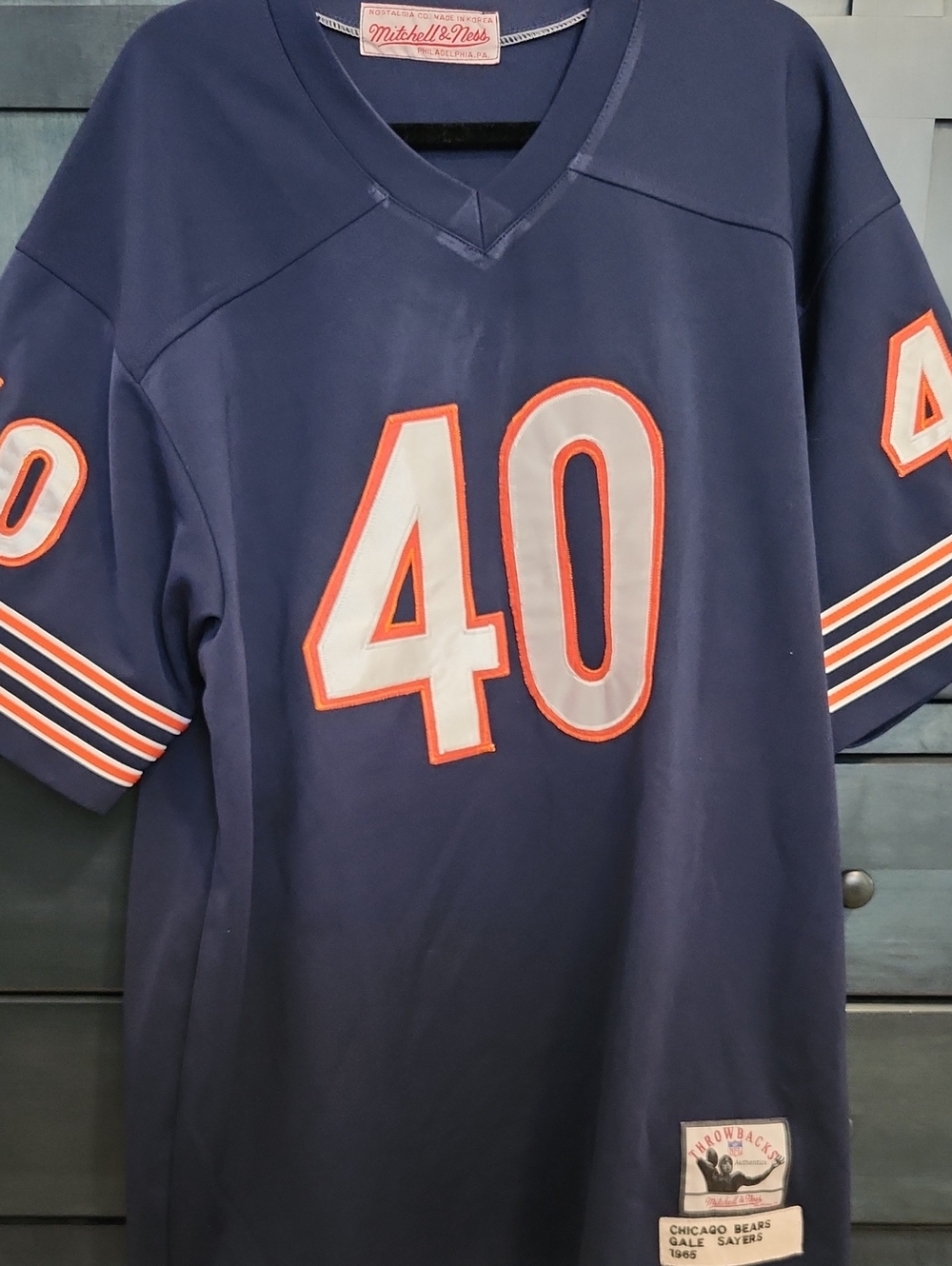 Mitchell & Ness Navy Football Jersey #40 with Orange and White Trim